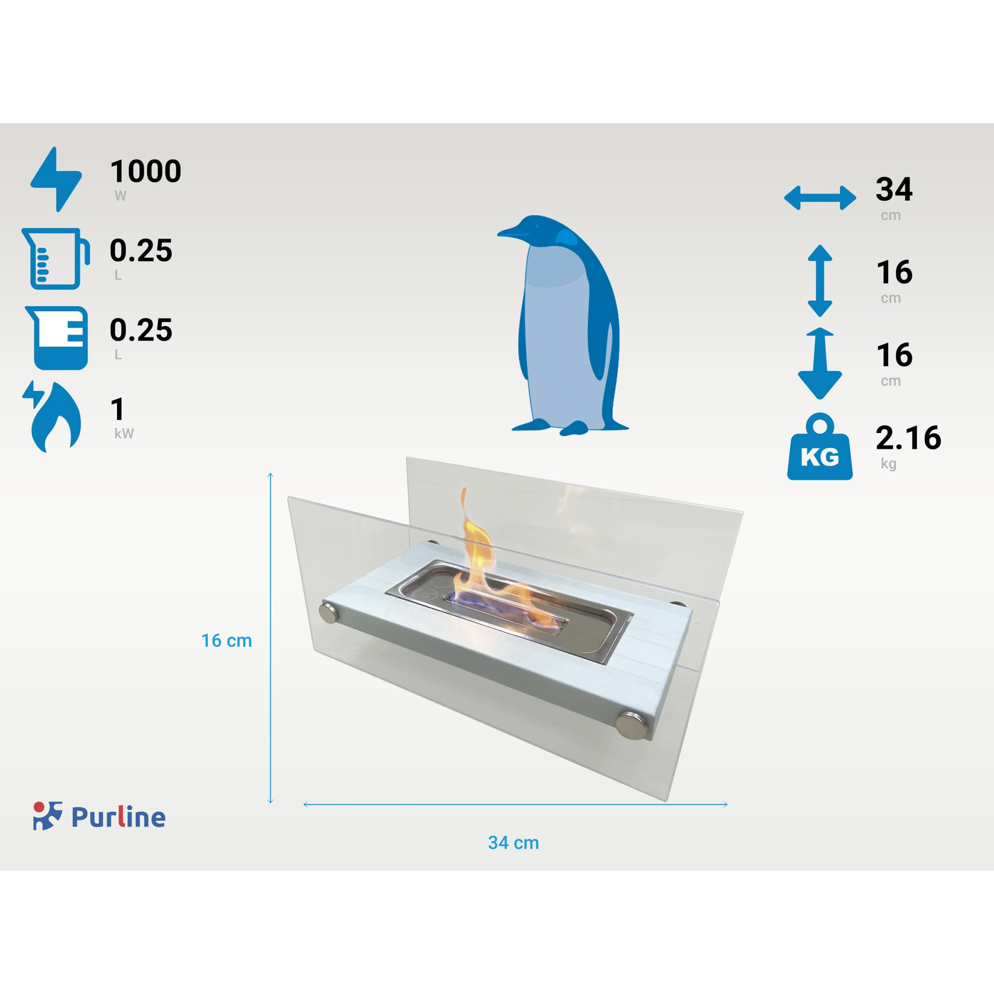 Chimenea de sobremesa de etanol en metal ONIROS W PURLINE 1000 W