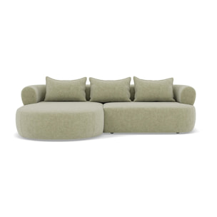 Angela - canapé d'angle gauche 4 places en velours texturé - Vert sauge