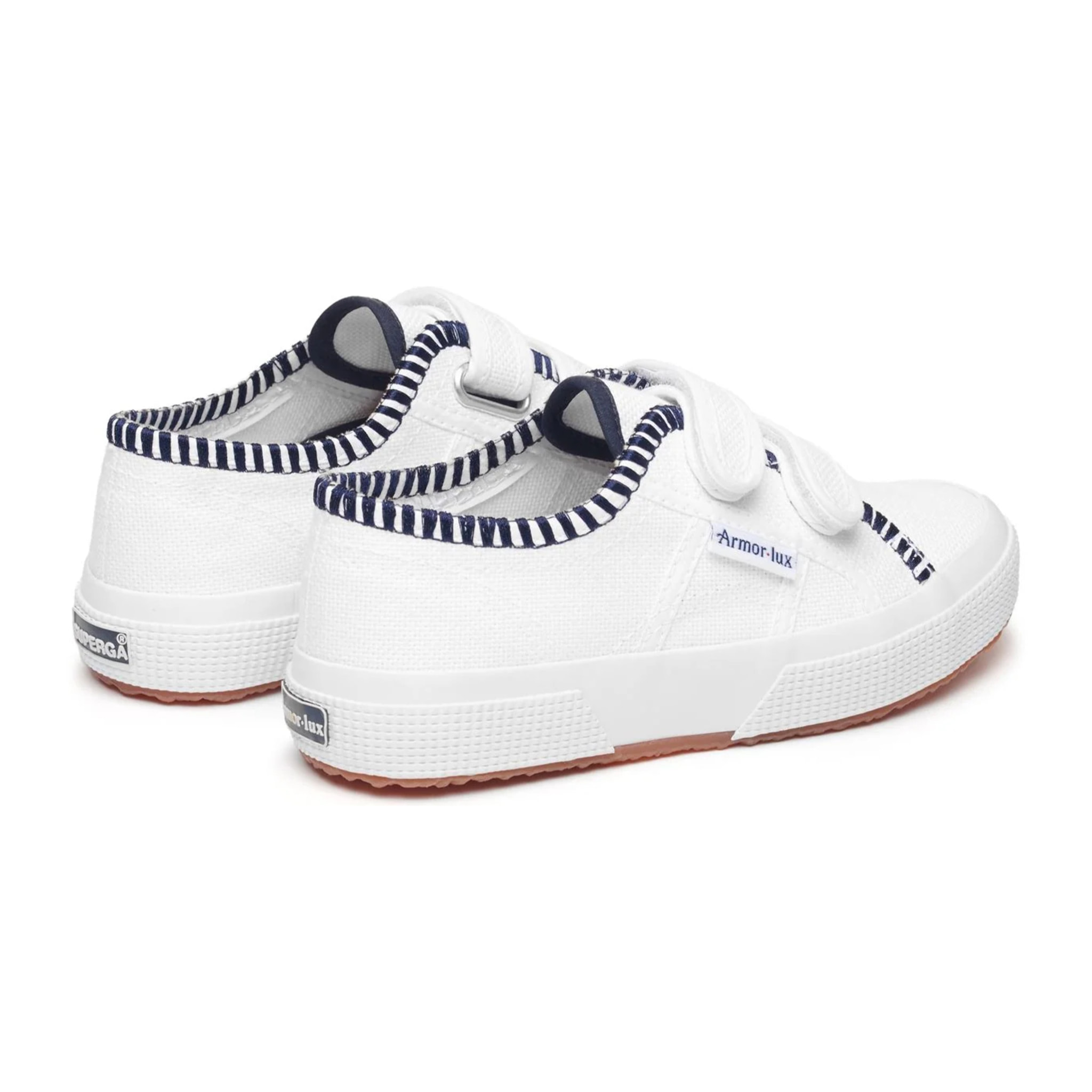 Le Superga Bambino/a Bianco 2750 Kids Straps Cotton Embroidery Line