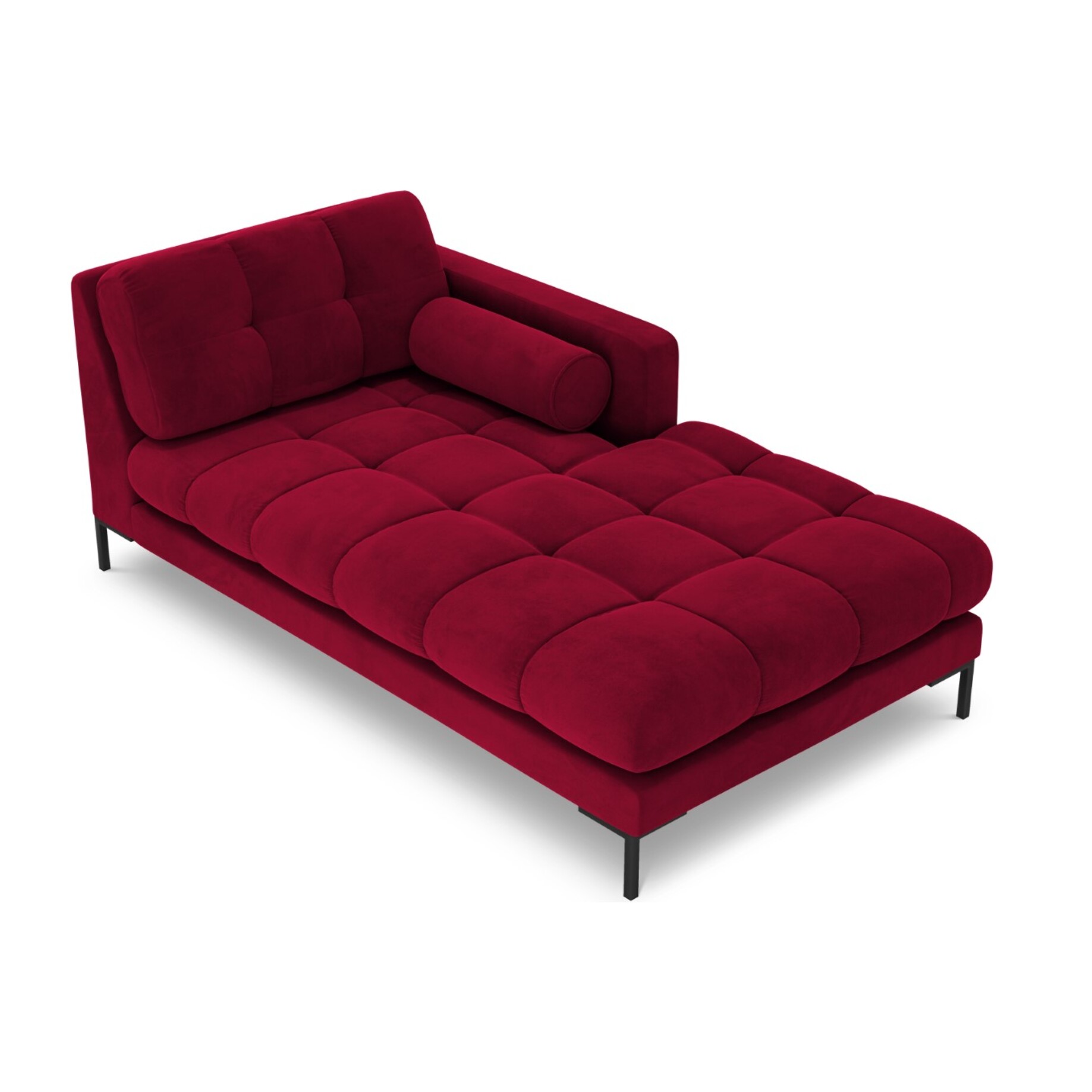 Méridienne droite "Bali" en velours rouge