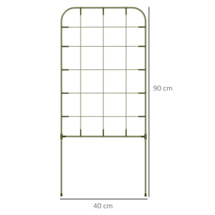 Outsunny Juego de 4 Enrejados de Jardín Soportes para Plantas Trepadoras con Marco de Acero para Frutas Verduras Flores 40x90 cm Verde