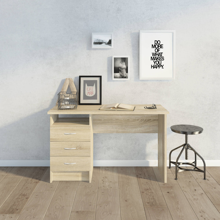 Scrivania Andre, Scrittoio multiuso, Tavolo per ufficio porta PC, Piano di lavoro, 120x48 h72 cm, Quercia