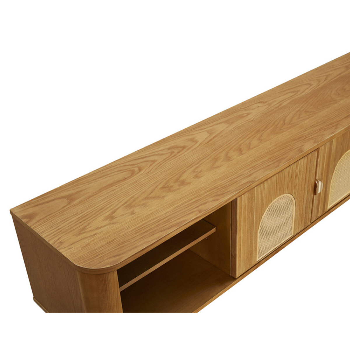 Milazzo - meuble tv - bois plaqué chêne et cannage - 4 niches et 2 portes - 180 cm - Bois