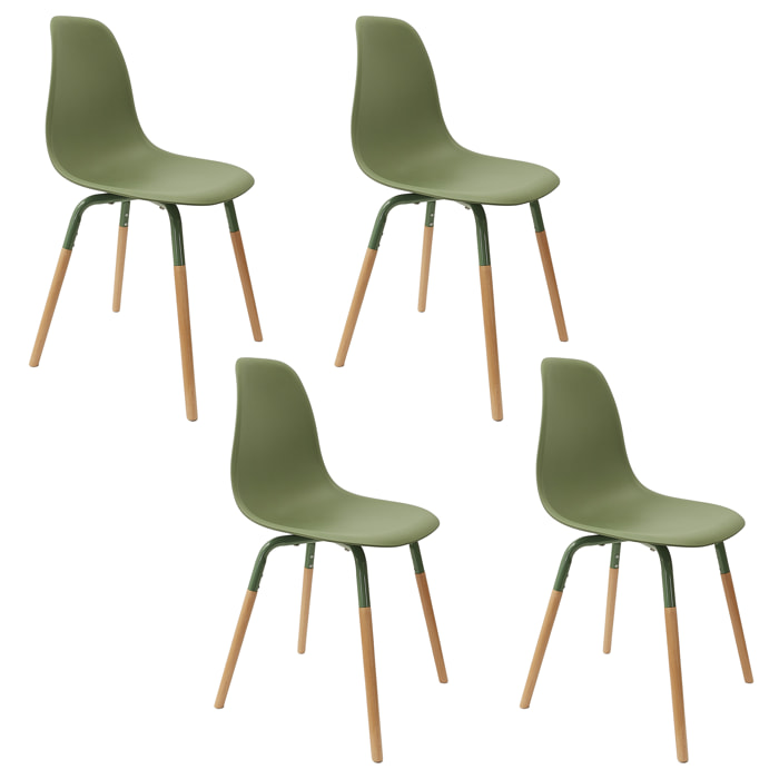 Chaise Scandinave Phenix Vert - Lot De 4