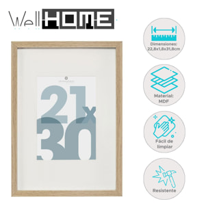 - Marco de fotos de madera natural para fotos de 21 x 30 cm