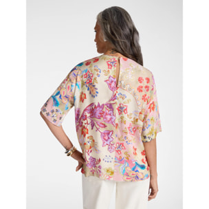 Elena Mirò - Blusa estampada en sarga de viscosa - Rojo