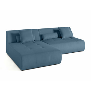 Onyx - canapé modulable d'angle réversible 4 places - en velours côtelé - Bleu