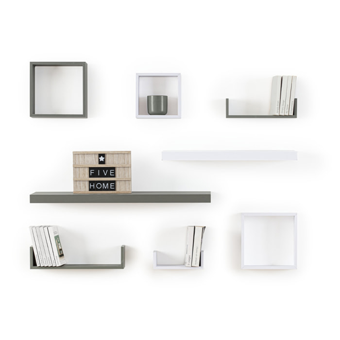 3 petites étagères murales "Fixy" cube blanc