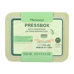 Boîte hermétique rectangulaire verte 1,5L PRESSBOX