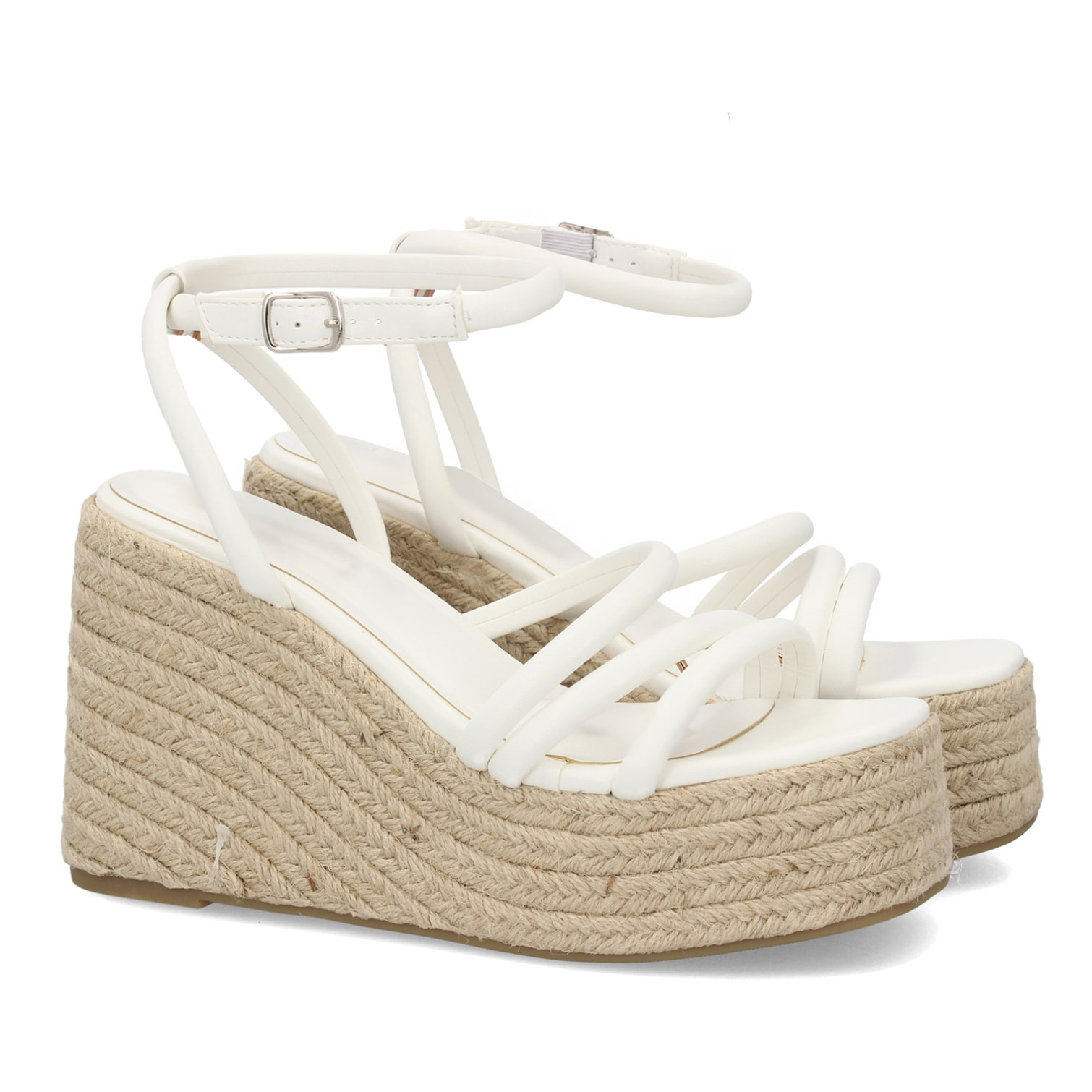 Sandalia de cuña de yute para mujer, diseño comodo y elegante con tiras cruzadas en la pala