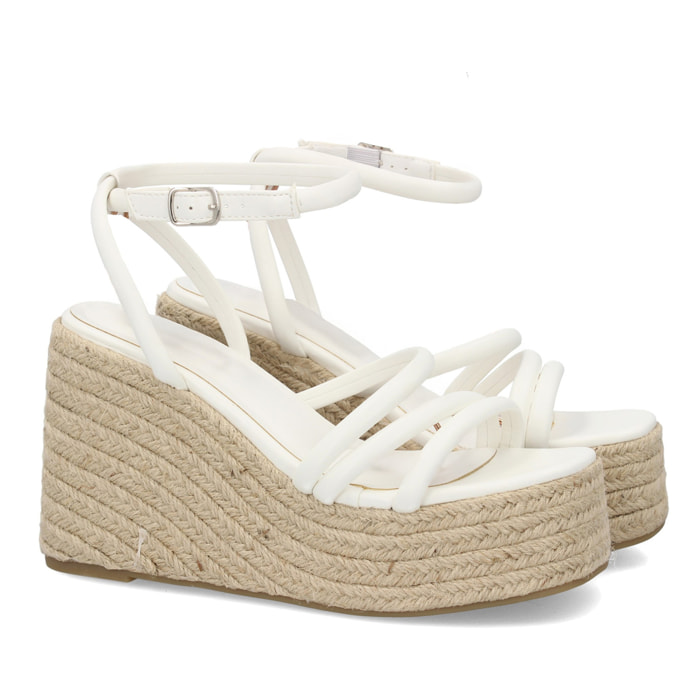 Sandalia de cuña de yute para mujer, diseño comodo y elegante con tiras cruzadas en la pala