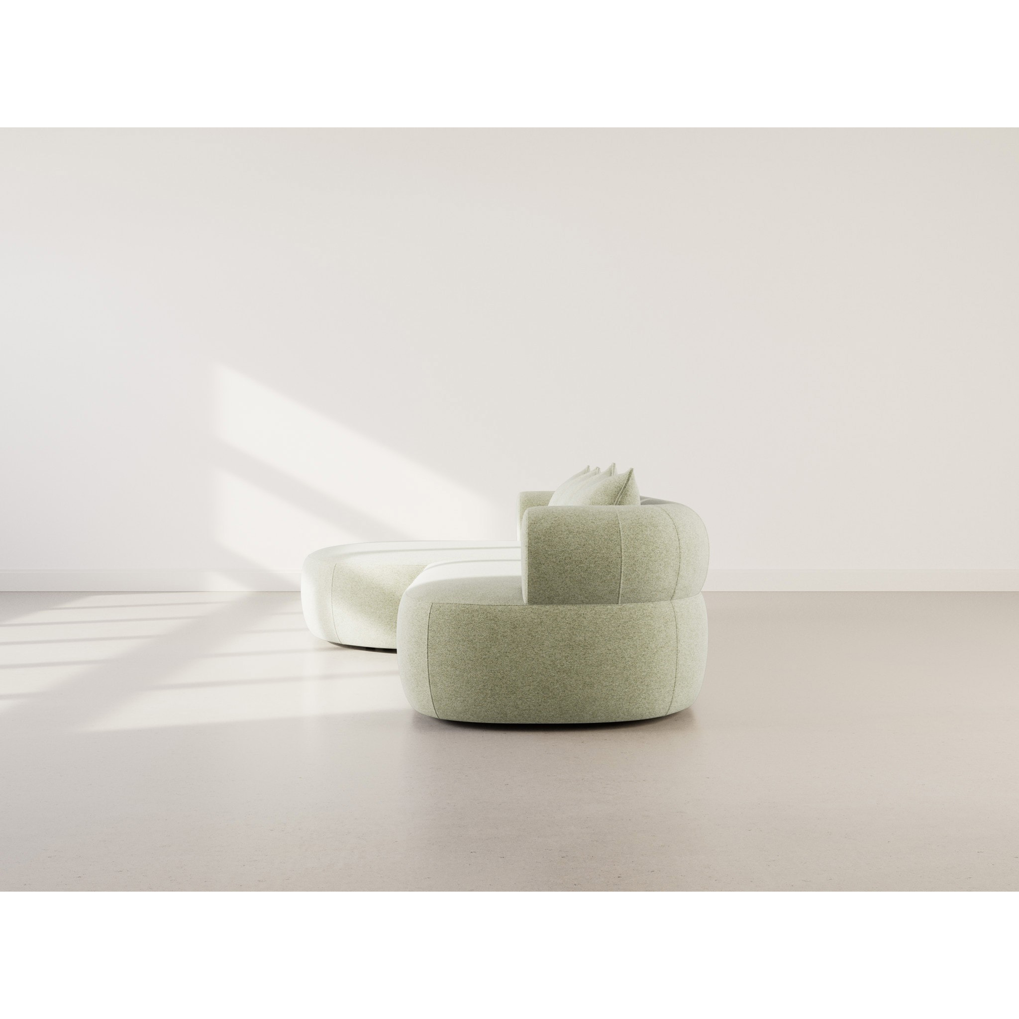 Angela - canapé d'angle gauche 4 places en velours texturé - Vert sauge