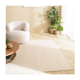 SACHA - Tapis rectangulaire 200x290cm en coton recyclé couleur ivoire