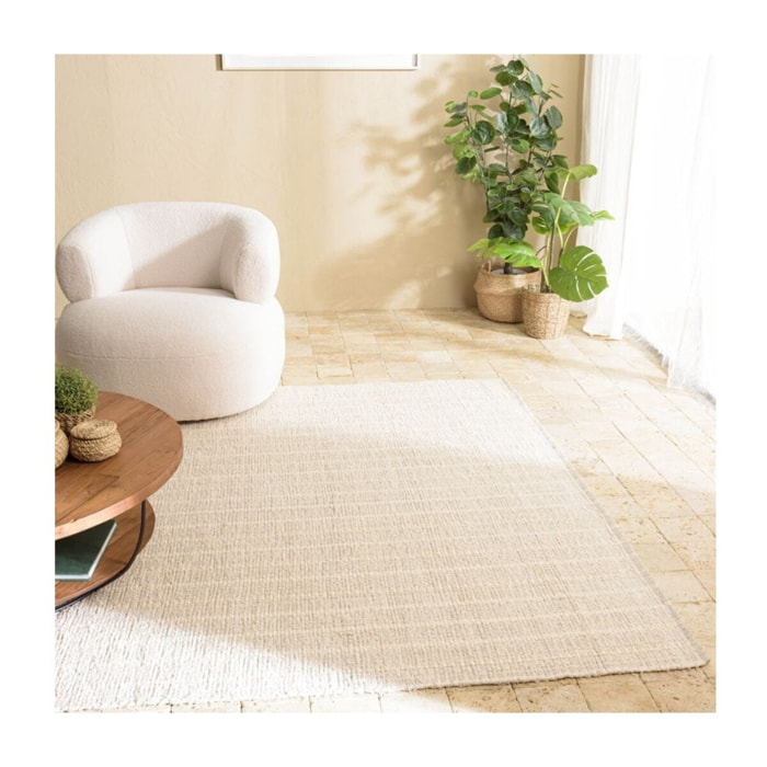 SACHA - Tapis rectangulaire 200x290cm en coton recyclé couleur ivoire