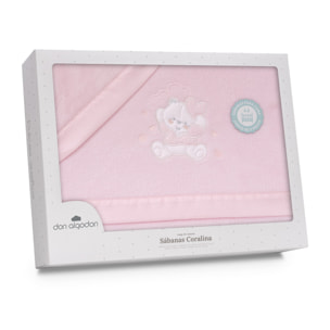 Triptico Coche Coralina D. Algodon Oso Corazones Rosa