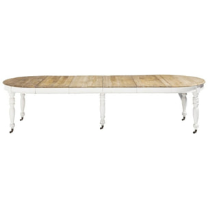 Tavolo Kansas allungabile in legno di abete bianco con rotelle