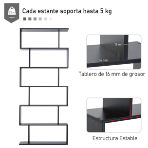 Estantería Moderna Pared de Madera 80x23x192cm Negro