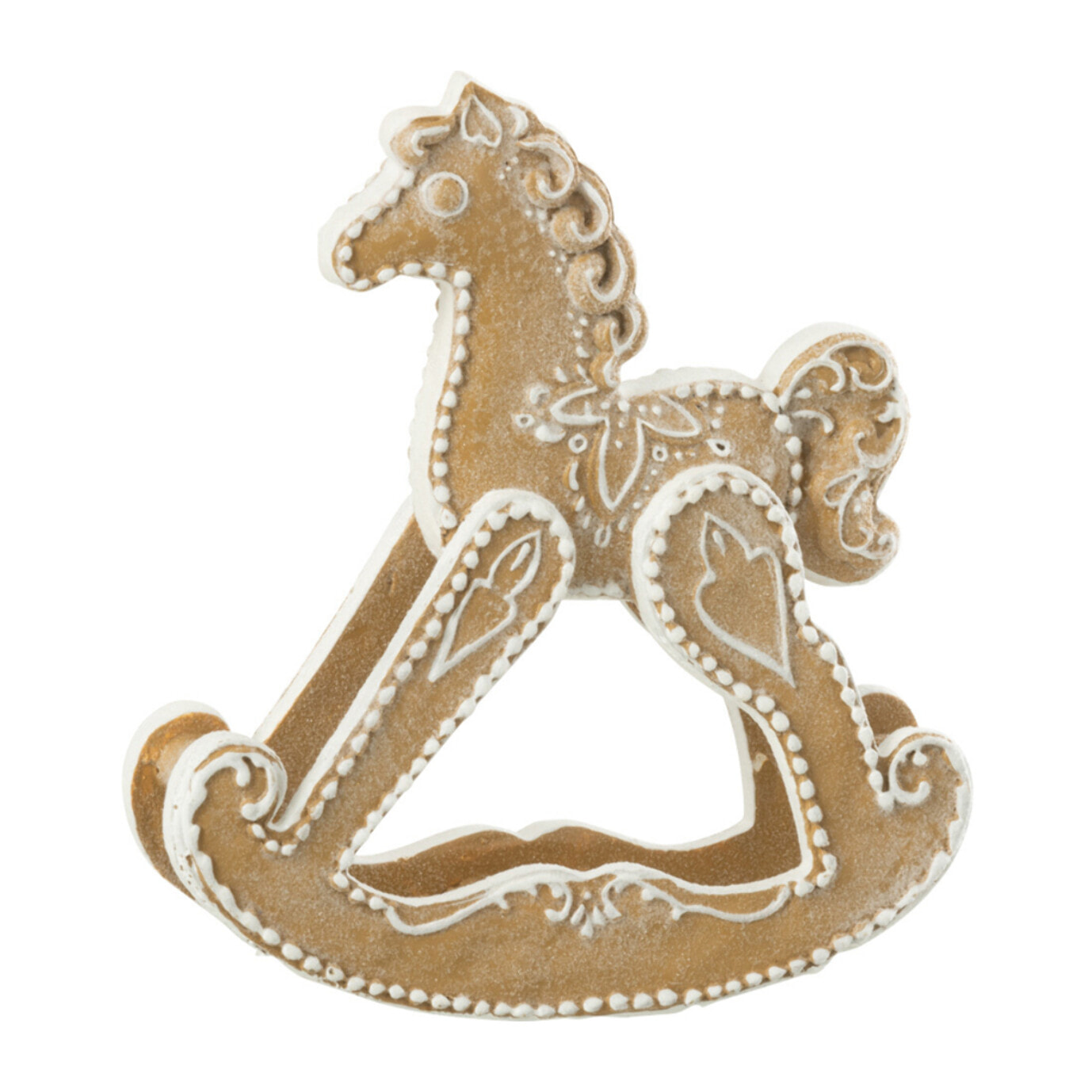 J-Line décoration Pain D'épice Cheval À Bascule - polyrésine - beige/blanc