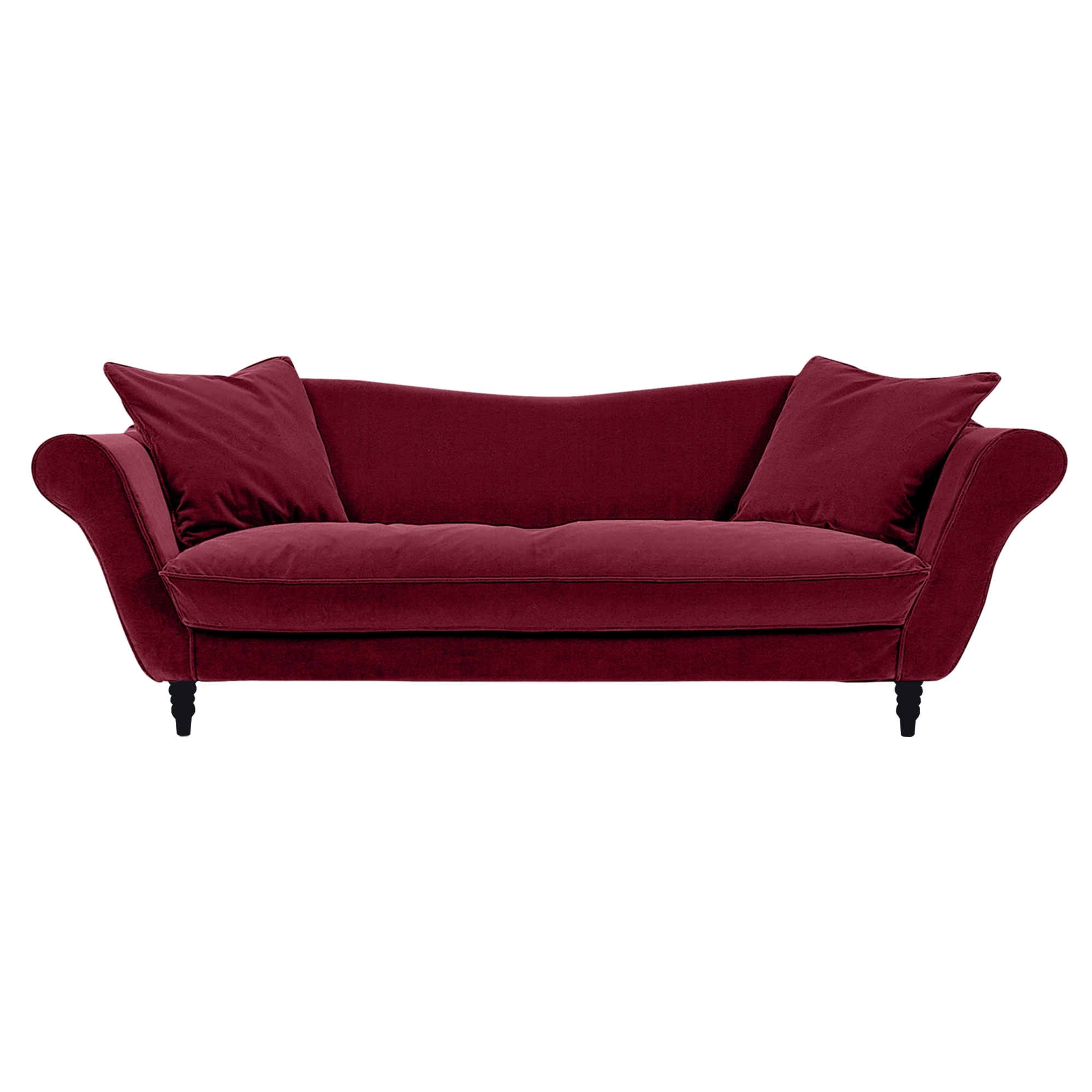 Canapé 3 pl ALBA 238 cm velours Aubergine - 100% déhoussable - Fab. France