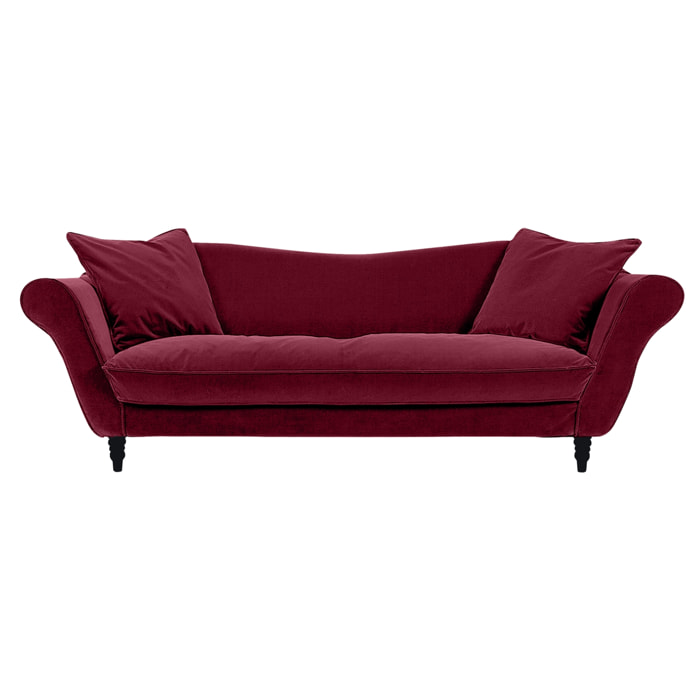 Canapé 3 pl ALBA 238 cm velours Aubergine - 100% déhoussable - Fab. France