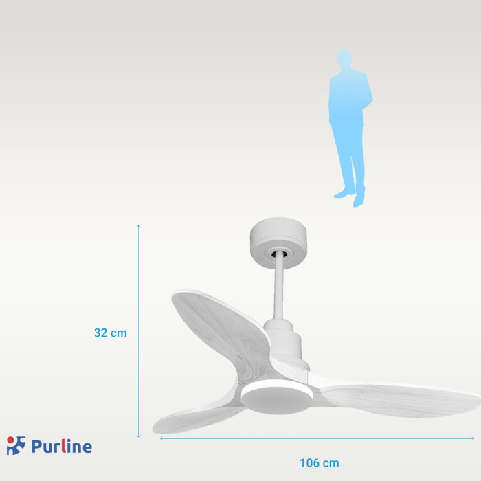 Ventilateur de plafond Réversible  Thermostat Wifi Moteur à courant continu Toits en pente Télécommande Hypersilence Mémoire Shopify Vendible (AUTOMATIQUE)