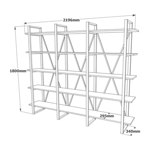 Libreria Dangelin, Scaffale da ufficio, Mobile portalibri, Biblioteca, 220x34h180 cm, Quercia