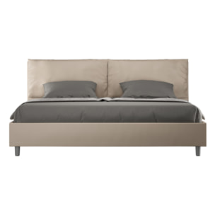 Cama matrimonial con almacenaje acolchada 200x210 cuero sintético gris paloma Antea Large