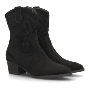 Botas cowboy bordadas con tacón ancho para mujer