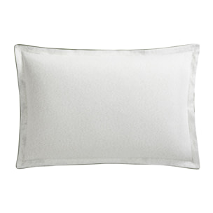 Taie d'oreiller imprimée en satin de coton bio, ENVOLEE, Blanc