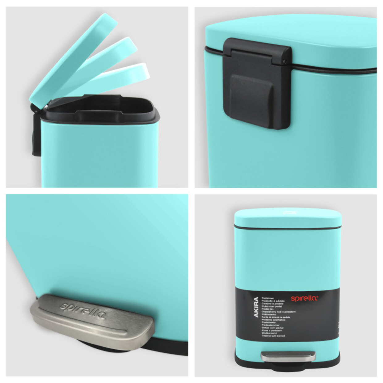 Poubelle à  pédale Acier AKIRA 5L Bleu Aqua Spirella