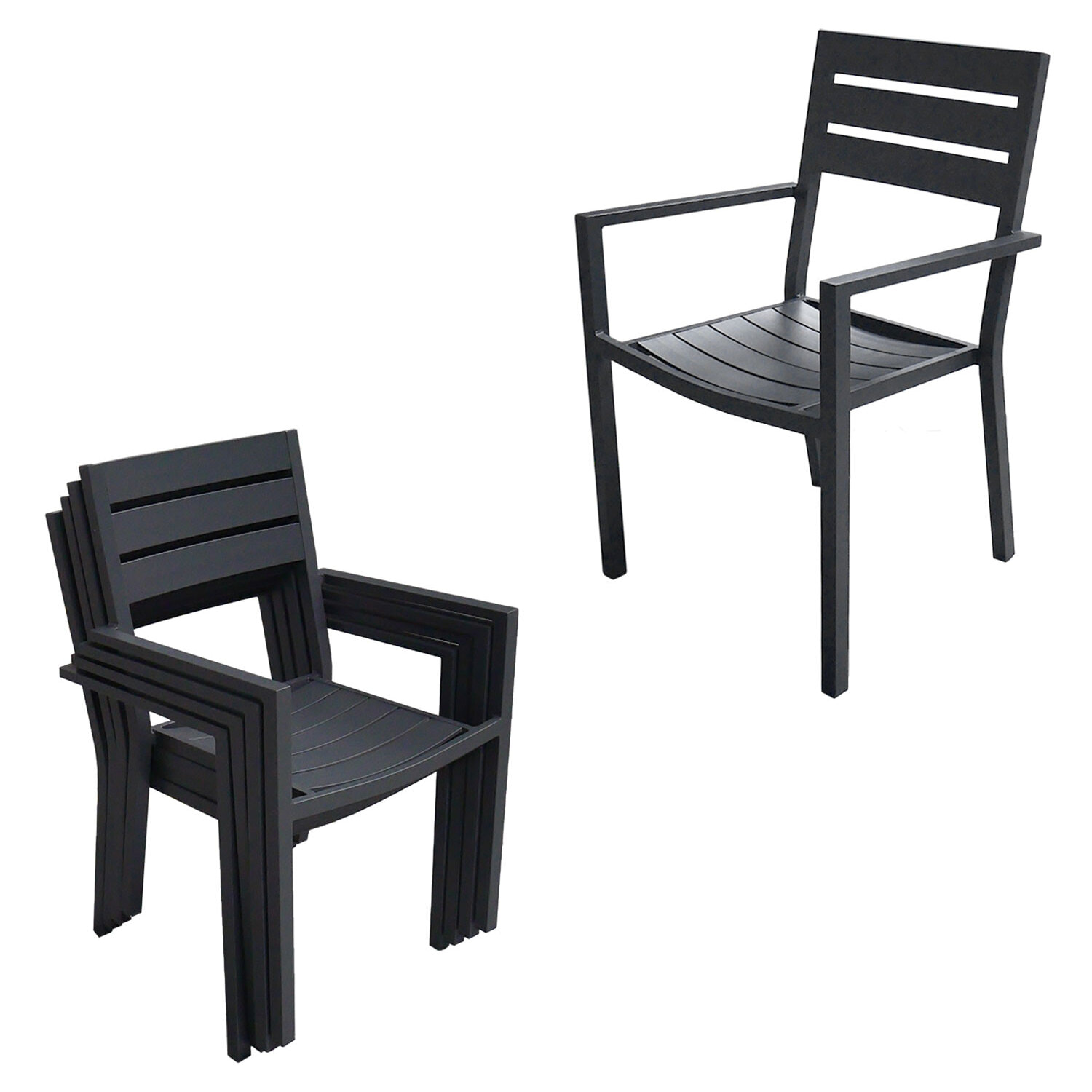 Salon de jardin VENEZIA extensible 90/180 en aluminium anthracite - 8 places