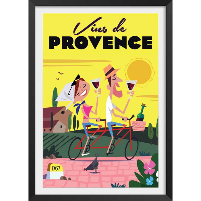 Affiche ViVe la ProVence Affiche + cadre en bois - Noir