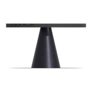 Artù Black - Tavolo da pranzo rotondo ⌀ 120 cm in legno laminato con base a cono in metallo, top nero