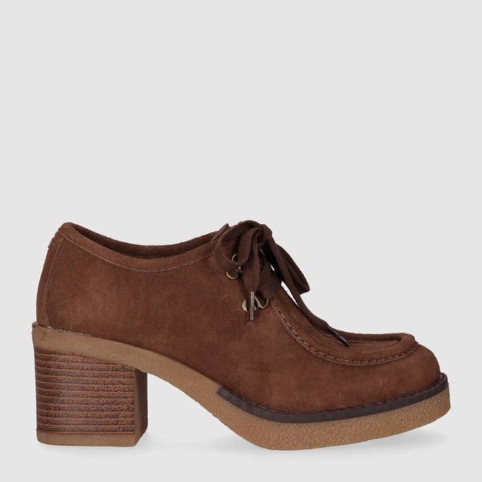 Zapatos de Serraje - Taupe - Tacón: 6 cm