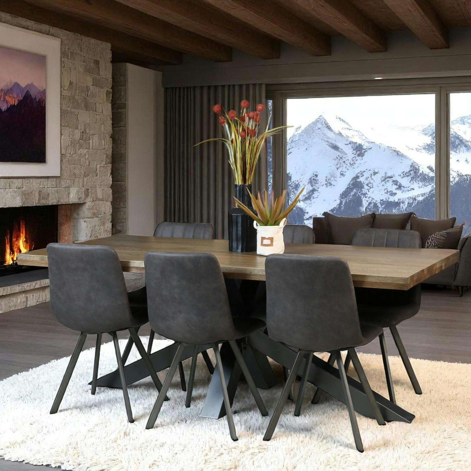 Table pied central en chêne 200 cm HUDSON