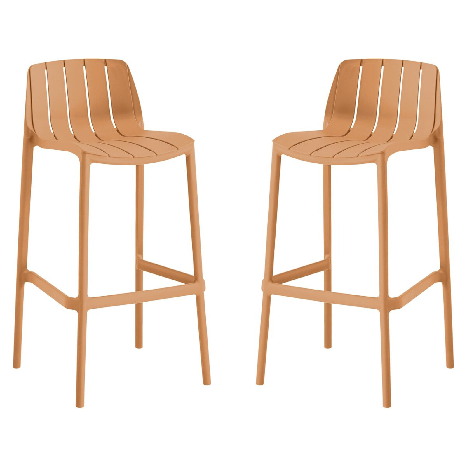 Lot de 2 chaises hautes de jardin empilable "Vaena" - Orange