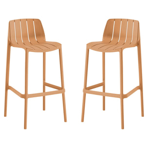 Lot de 2 chaises hautes de jardin empilable "Vaena" - Orange