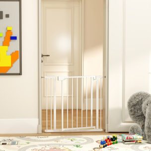 Barrière de sécurité chien largeur réglable 76-88 cm acier blanc