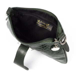 Allerona Bolso de mano Mujer.Piel auténtica Gamuza Grabado Serpiente