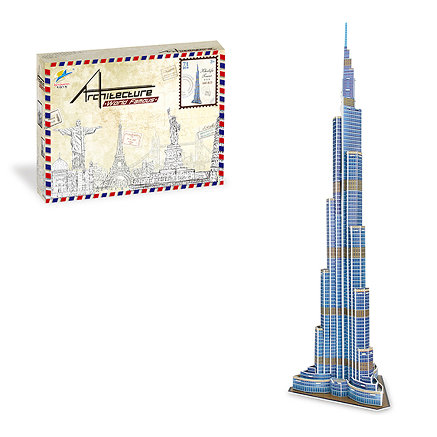Puzle 3D de cartón del Burj Khalifa en Dubai. 71 piezas.
