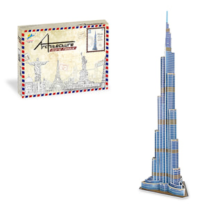 Puzle 3D de cartón del Burj Khalifa en Dubai. 71 piezas.