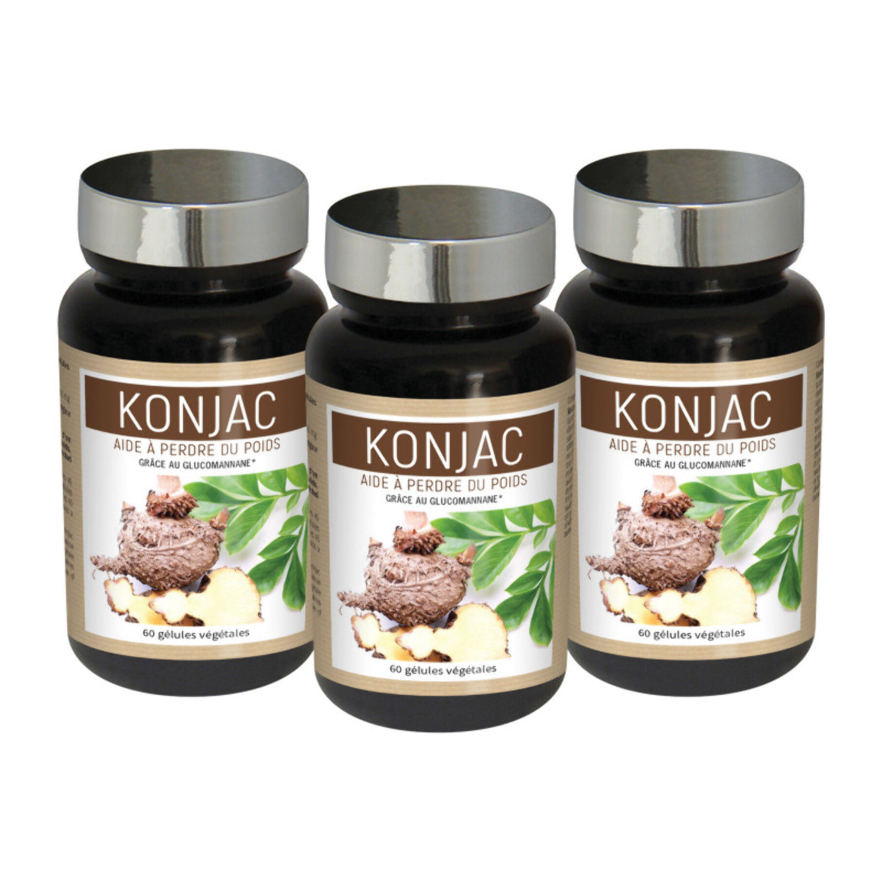 NUTRI EXPERT - Konjac - Réduit la sensation de faim - Contribue à la perte de poids - Riche en Fibres Alimentaires - Complément Alimentaire 100% Extraits naturels de Plantes - Lot de 3 produits