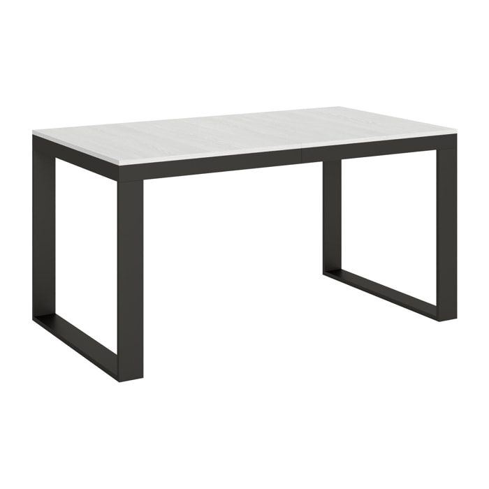 Mesa extensible 90x160/264 cm Tecno Evolution Fresno Blanco estructura Antracita