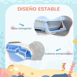 Juego de Bañera para Bebé Recién Nacido hasta 6 Años Plegable 40L con Cojín Almohadillas Antideslizantes Orificio de Drenaje y Agujero de Ducha 83x48x23,5 cm Azul