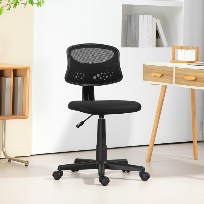 Silla de Oficina sin Brazos Silla de Escritorio Giratoria con Respaldo de Malla Transpirable Altura Ajustable Silla de Despacho Carga 120 kg Negro