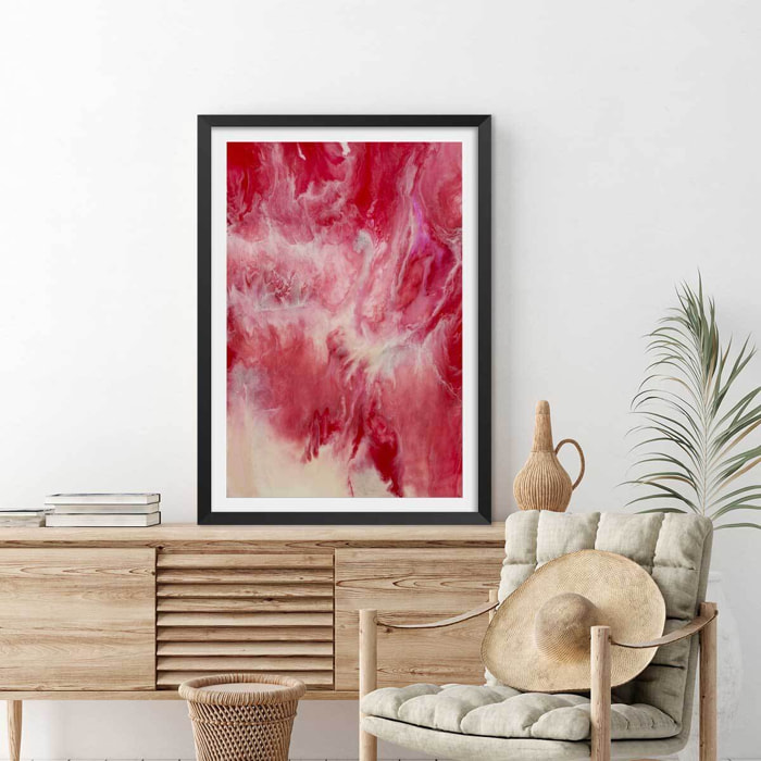 Poster vanille fraise Affiche + cadre en bois - Noir