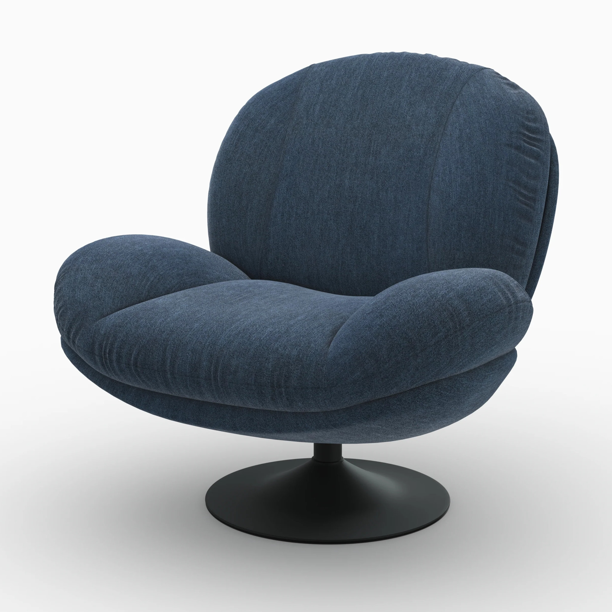 Fauteuil pivotant en tissu effet velours bleu nuit - Ricci
