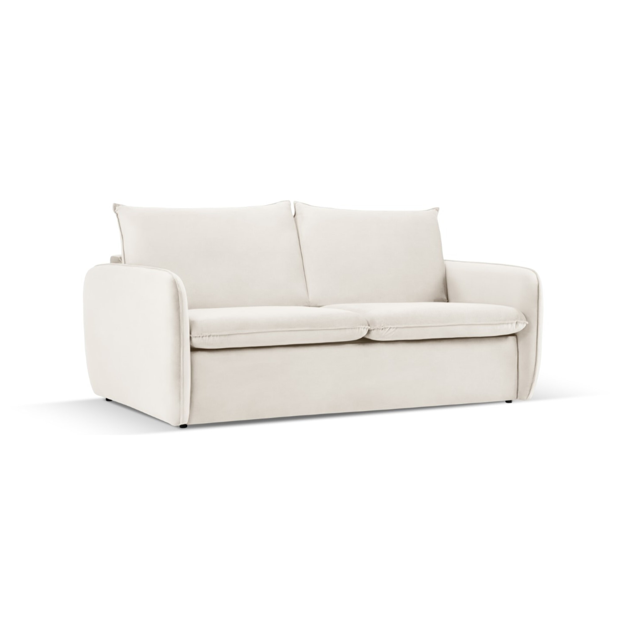 Canapé convertible "Vienna" 2 places en velours beige clair