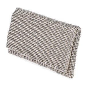 Bolso mini plateado con pedrería