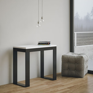 Consolle allungabile 90x40/300 cm Tecno Evolution Bianco Frassino telaio Antracite.